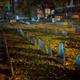 Granary Burying Ground, the third oldest burying ground in Boston, at night